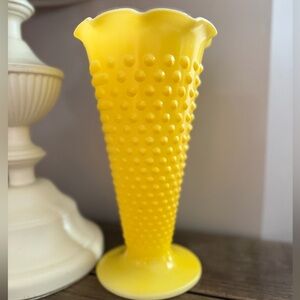 Yellow Hobnail Glass Vase